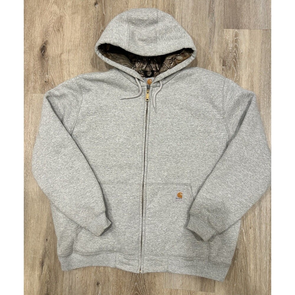 Vintage Carhartt Realtree Camo Fleece Lined Zip Up Hoodie Size XL Y2K Outdoor